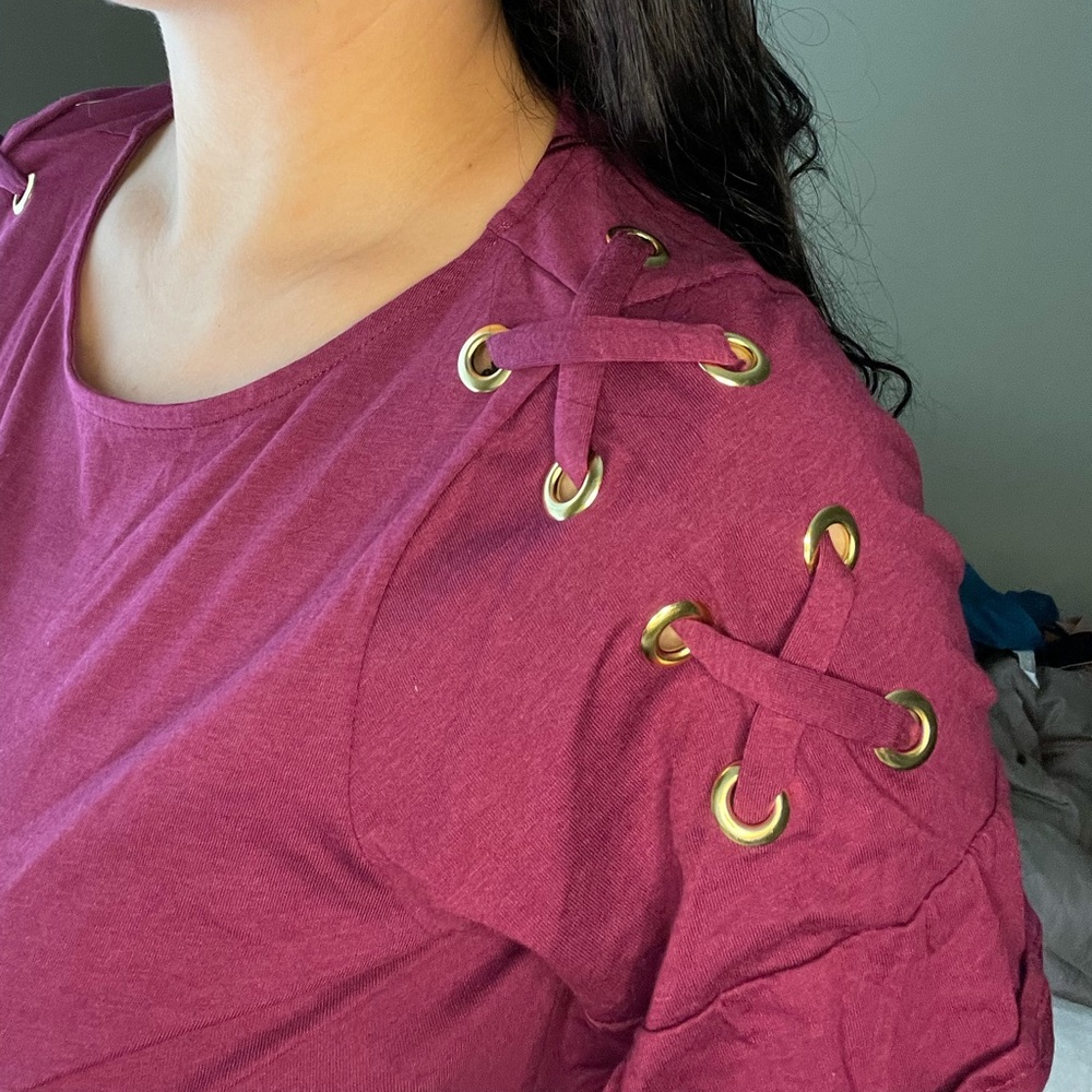 MICHAEL MICHAEL KORS Magenta Crisscross Tshirt - Picture 3 of 8